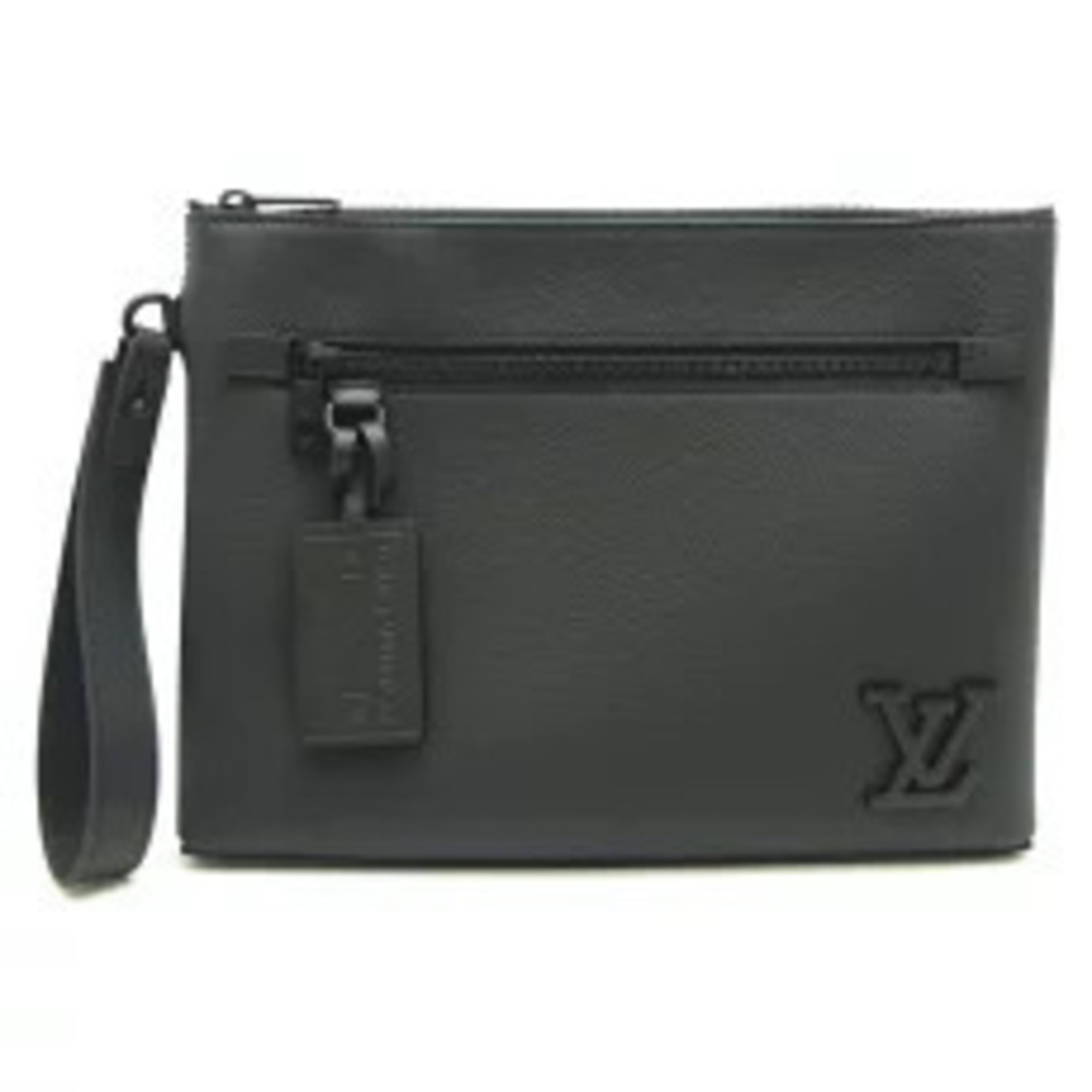 Louis Vuitton Pochette i Pad Shoulder Bag Grain Leather Black